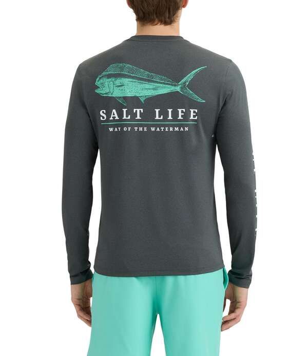 ソルトライフ メンズ トップス シャツ Salt Life Mahi Way Long Sleeve Uvapor Performance TShirt Black Heather ブラック