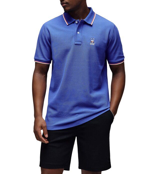 サイコバニー メンズ トップス シャツ Psycho Bunny Sunny Pique Short Sleeve Polo Shirt Amparo Blue ブルー