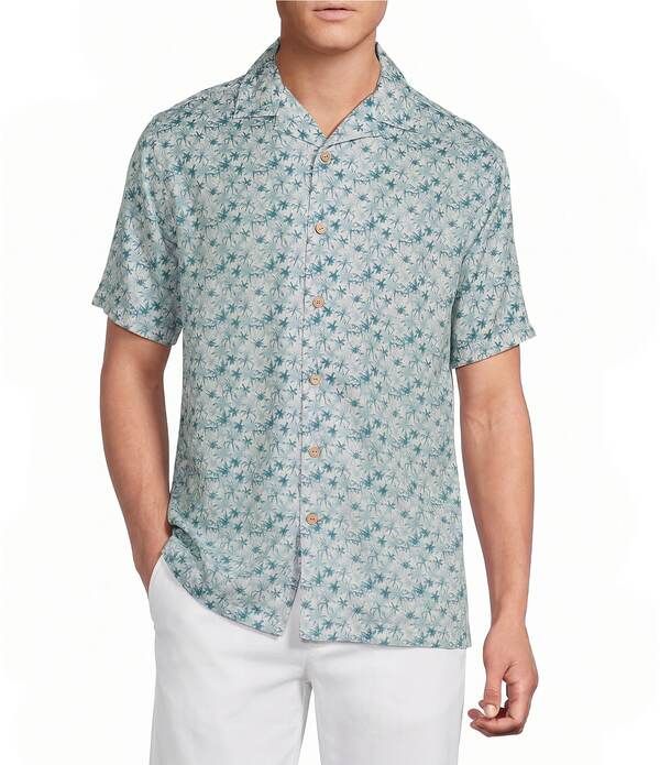 ダニエル クレミュ メンズ トップス シャツ プリント Cremieux Blue Label Palm Tree Print Short Sleeve Woven Camp Shirt Lucent White ホワイト