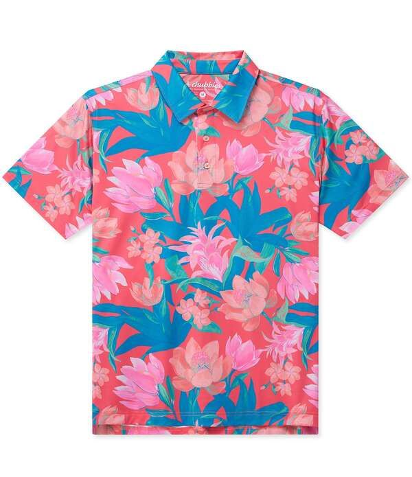 チャビーズ メンズ トップス シャツ プリント Chubbies Tropic Like Its Hot Printed Performance Short Sleeve Polo Coral コーラル