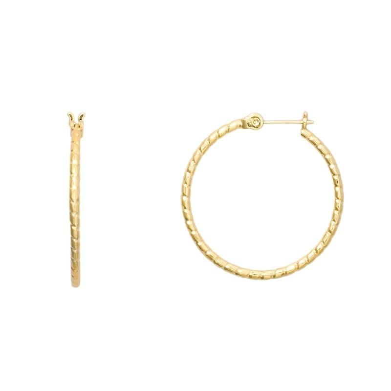 【ヒリーズ】HRYS【日本製 18金 ポスト】18K K18 金属アレルギー対応 フープピアス キャッチレス リングピアス ねじり クロッシング フープ ピアス 3681 (ゴールド)