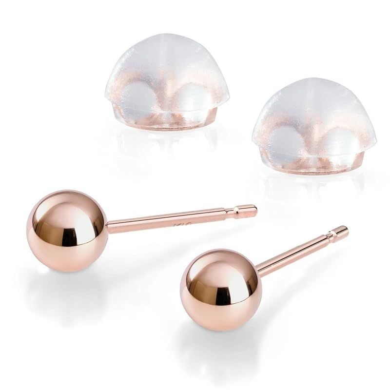 18金 K18 ピンクゴールド ボールピアス 丸玉ピアス シンプル ジュエリー 両耳用 4mm玉 pi0624-pg-ｗ4