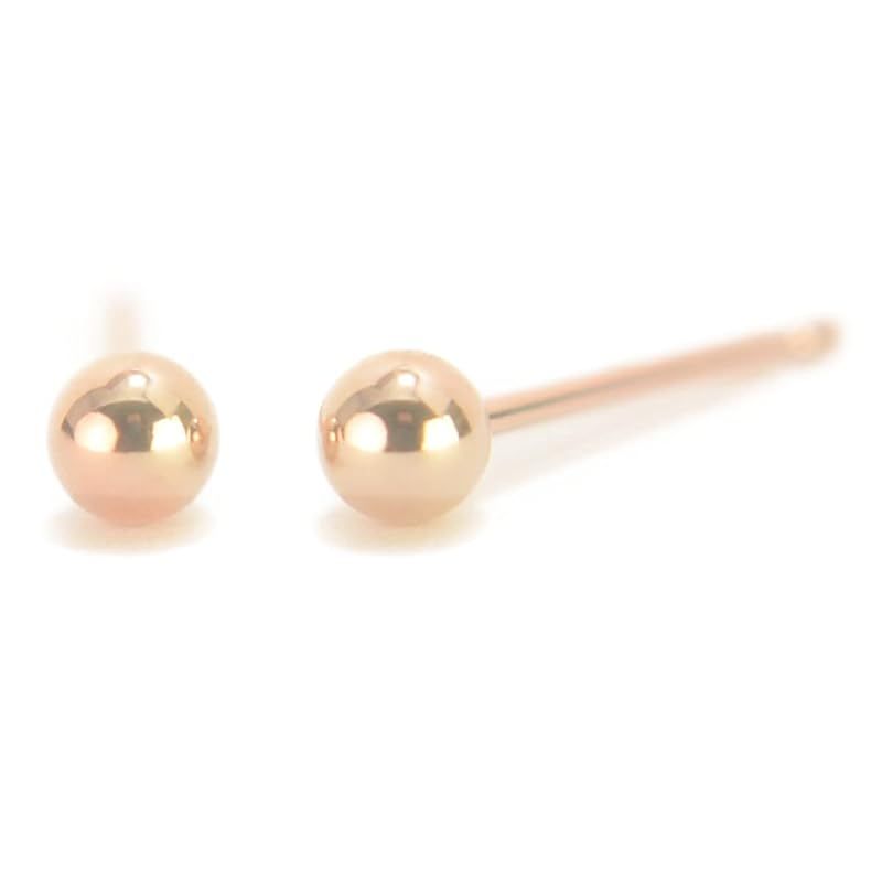 K10PGピンクゴールド 丸玉ピアス 3mm ボールピアス 10金 1ペア両耳販売 日本製 yokomountain (ダブルロックキャッチ)