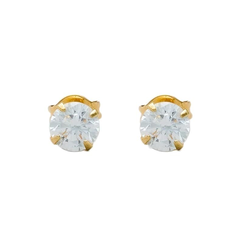 [ヒリーズ] 日本製 18金 ピアス 金属アレルギー対応 1.25ct相当 キュービック CZ 一粒石 ピアス 3153 (ゴールド 7mm)