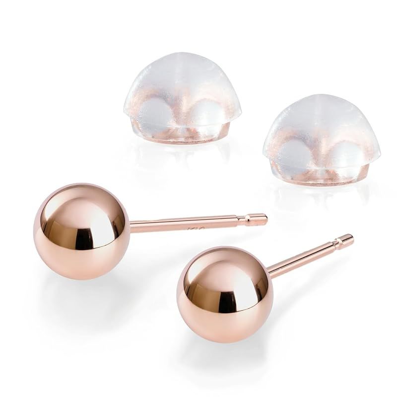 18金 K18 ピンクゴールド ボールピアス 丸玉ピアス シンプル ジュエリー 両耳用 5mm玉 pi0624-pg-ｗ5