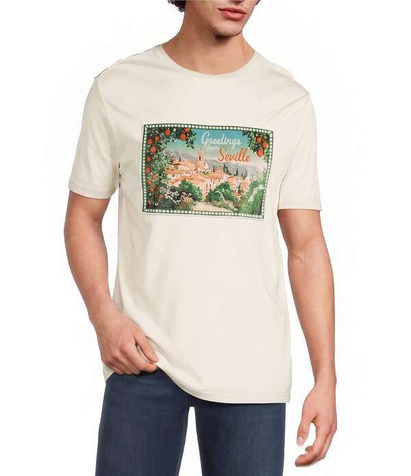 ムラノ メンズ トップス シャツ プリント Murano Seville Collection Classic Fit Scenic Print Short Sleeve TShirt Eggshell