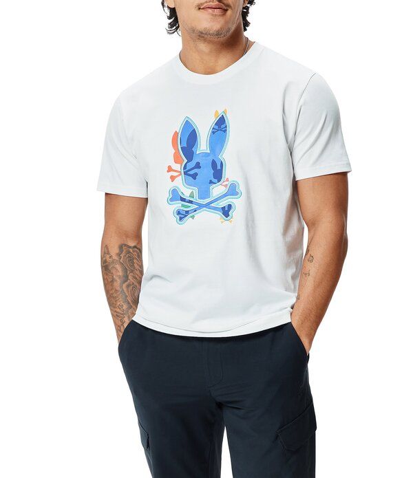 サイコバニー メンズ トップス シャツ グラフィック Psycho Bunny Tanner Bunny Graphic Short Sleeve TShirt White ホワイト