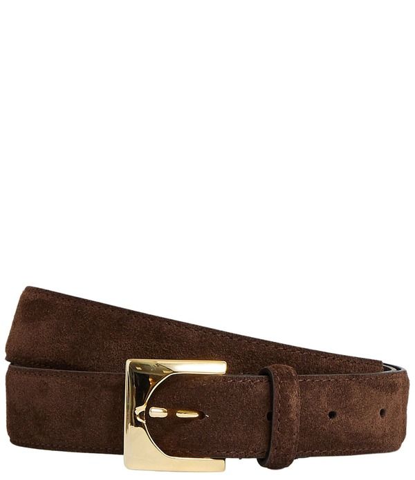 レイス レディース アクセサリー ベルト スエード Reiss Belinda Suede SquareBuckle Belt Chocolate チョコレート