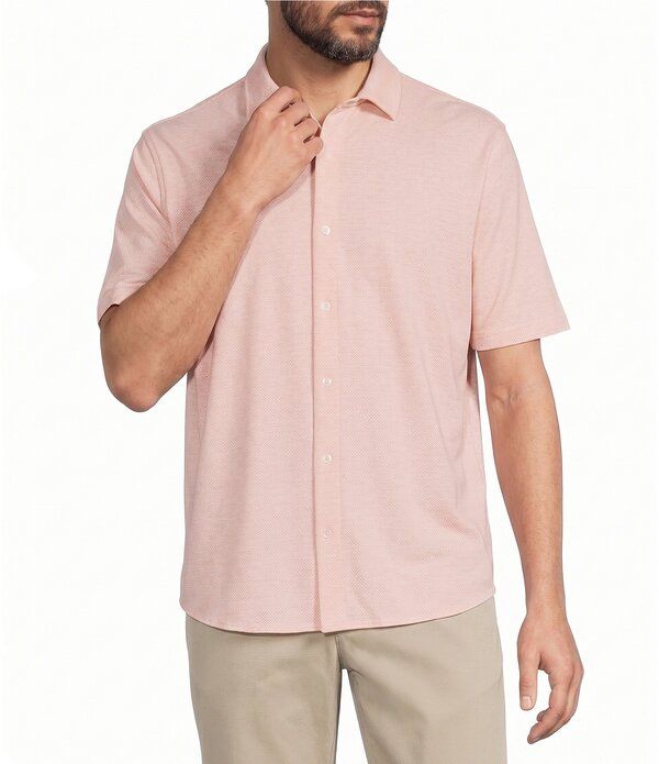 ラウンドトゥリーアンドヨーク メンズ トップス シャツ Roundtree Yorke Short Sleeve Solid Button Front Shirt Coral コーラル