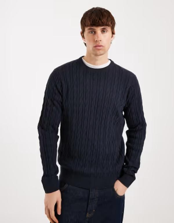 スリードベア メンズ アウター ニット・セーター クルーネック Threadbare knit crew neck sweater NAVY ネイビー
