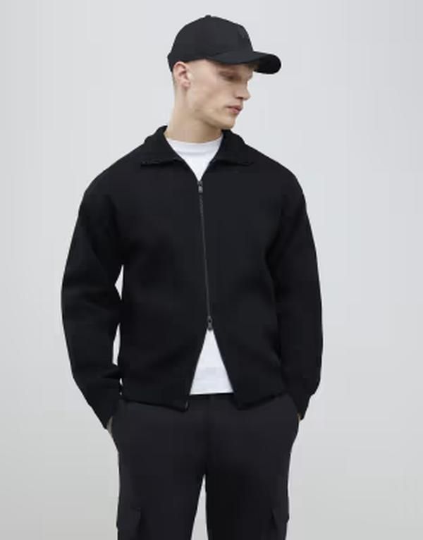リバーアイランド メンズ アウター ジャケット・ブルゾン スリムフィット River Island Slim fit zip up jacket Black ブラック