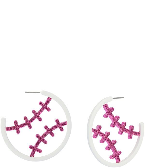 ベッツィジョンソン レディース アクセサリー ピアス・イヤリング Betsey Johnson Baseball Hoop Earrings Pink ピンク 13,305円