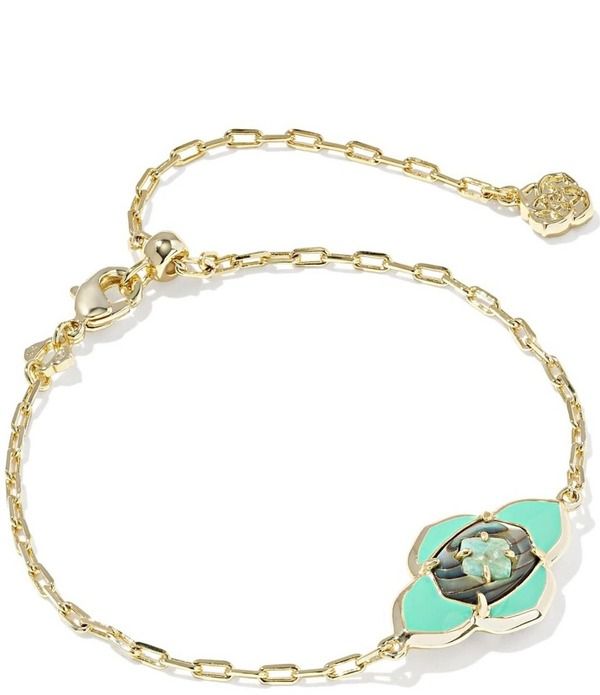 ケンドラスコット レディース アクセサリー ブレスレット・バングル・アンクレット Kendra Scott Abbie Medallion Delicate Chain Line Bracelet Gold Sea Green Mix グリーン