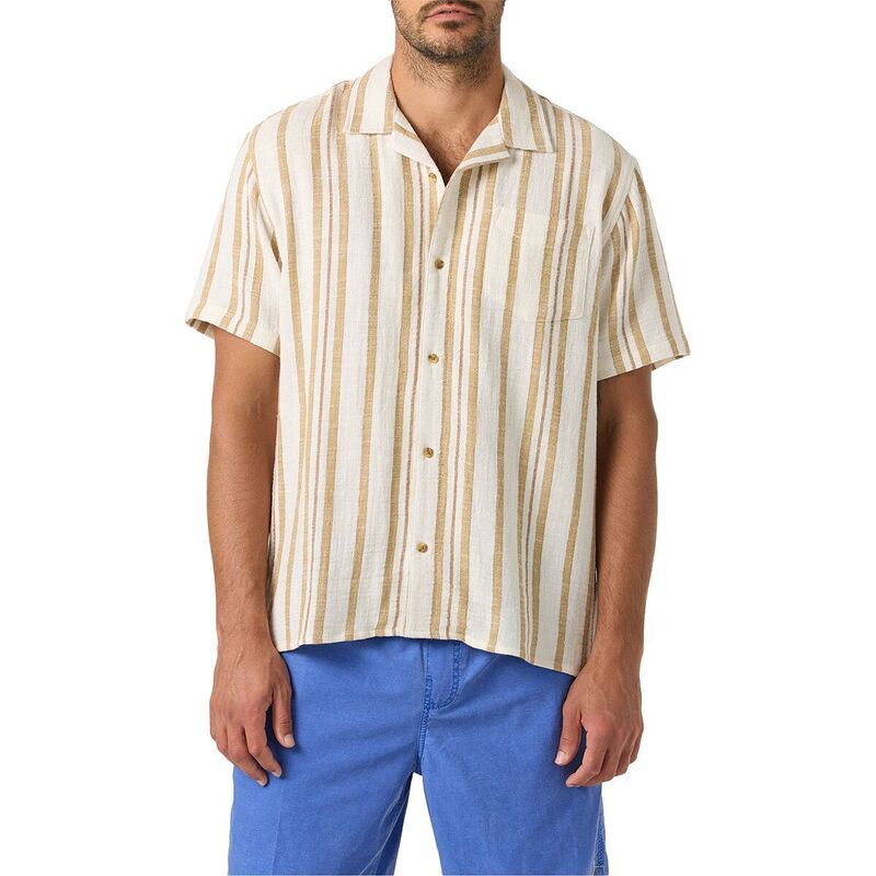 オニール メンズ トップス シャツ 半袖 ONeill OG Stripe ShortSleeve Woven Shirt Mens Tofu ストライプ