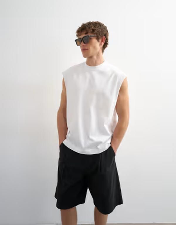 トップマン メンズ トップス ベスト リラックスフィット Tシャツ ノースリーブ Topman relaxed fit sleeveless Tshirt WHITE ホワイト 7,965円