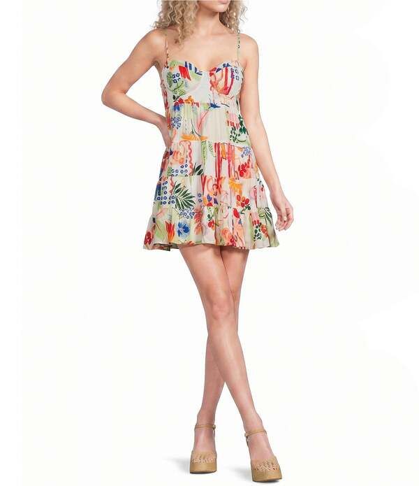 シティヴァイブ レディース トップス ワンピース オープンバック ティアード フラワー柄 プリント フラワー City Vibe Floral Printed Sweetheart Neck Tiered Open Back Dress IvoryMulti