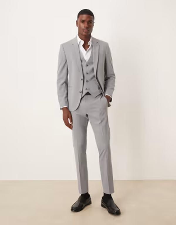 エイソス メンズ アウター ジャケット・ブルゾン ASOS DESIGN skinny suit jacket in light GRAY グレー