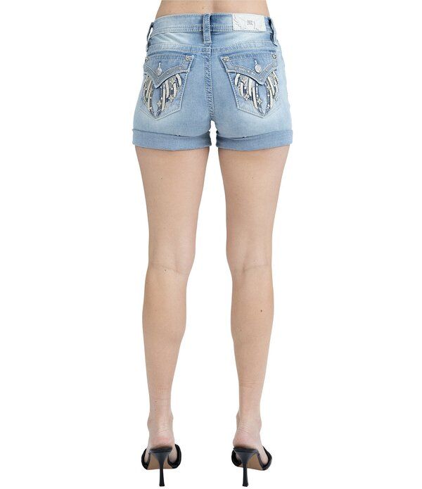 ミスミー レディース ボトムス ハーフパンツ・ショーツ ショートパンツ デニム Miss Me Star Wing Denim Shorts Light Blue ブルー