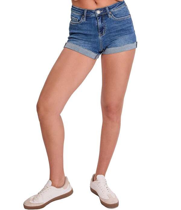 YMI ジーンズ レディース ボトムス ハーフパンツ・ショーツ ショートパンツ デニム YMI Jeanswear Luxe Raw Edge Cuff Denim Shorts Indigo Blue インディゴ