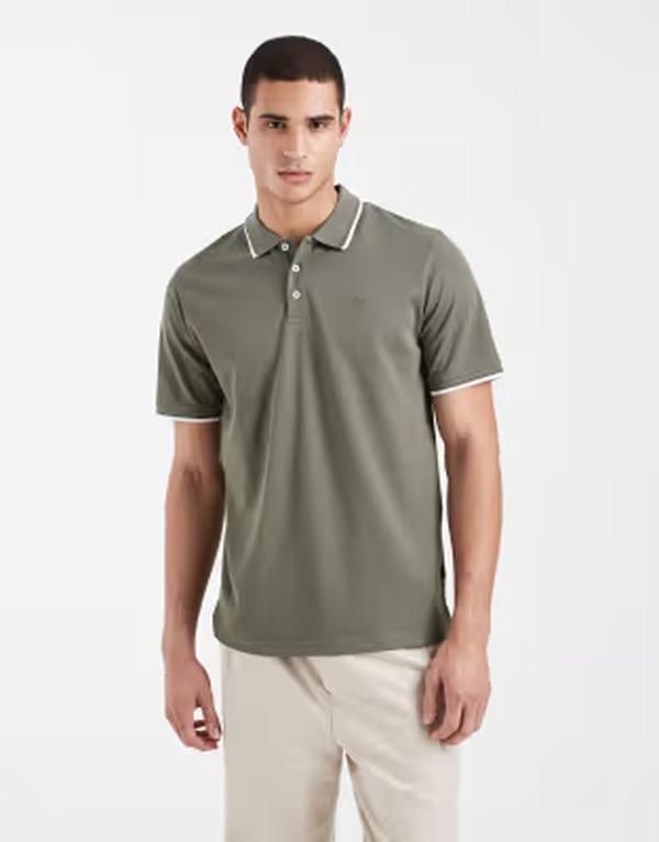 ジャック アンド ジョーンズ メンズ トップス ポロシャツ Jack Jones Premium tipped collar polo in olive SMOKEY OLIVE オリーブ