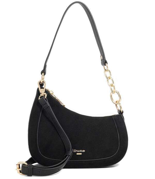 デューンロンドン レディース バッグ スエード Dune London Direction Angular Suede Shoulder Bag Black ブラック