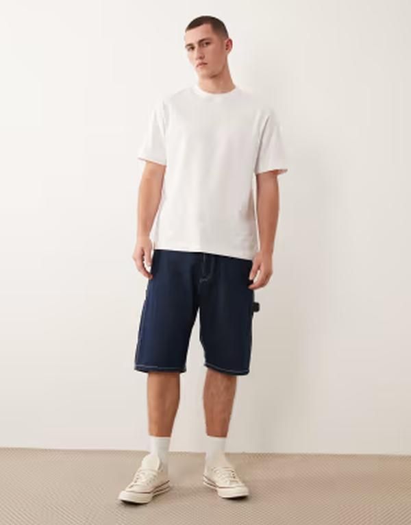 ジャック アンド ジョーンズ メンズ ボトムス ハーフパンツ・ショーツ ショートパンツ デニム Jack Jones Alex baggy carpenter denim shorts in dark Blue Denim デニム