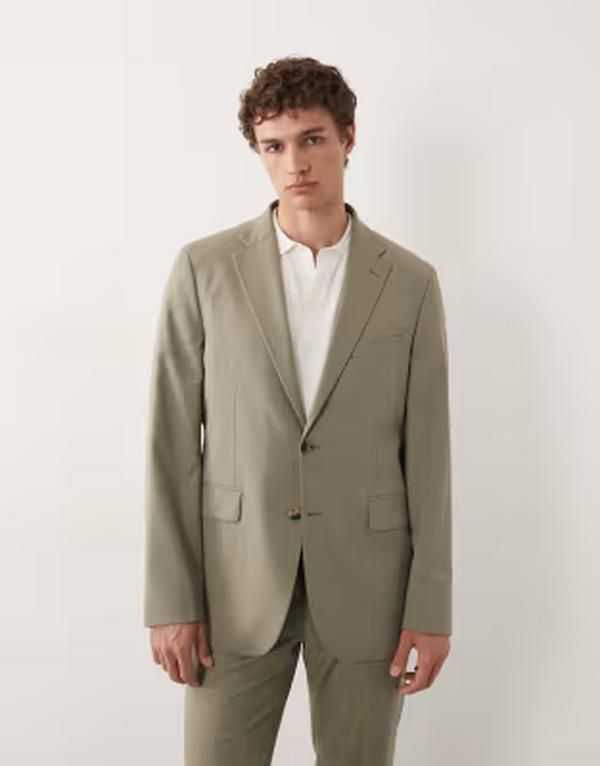 マンゴ メンズ アウター ジャケット・ブルゾン スリムフィット ブレザー Mango Parisuper slim fit blazer in mushroom part of a set Mushroom