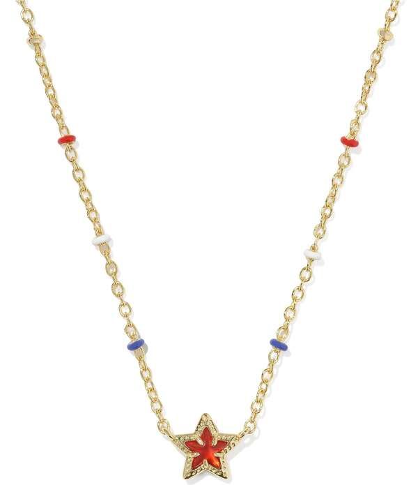 ケンドラスコット レディース アクセサリー ネックレス・チョーカー ミニ レース Kendra Scott Mini Cassidy Star Americana Short Pendant Necklace Gold Red Illusion レッド