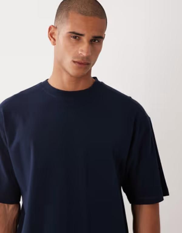 エイソス メンズ トップス Tシャツ ASOS DESIGN oversized Tshirt pique Sky captain ネイビー