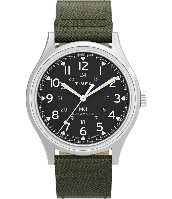 タイメックス レディース アクセサリー 腕時計 Timex Mens MK1 Automatic Fabric Strap Watch Green グリーン