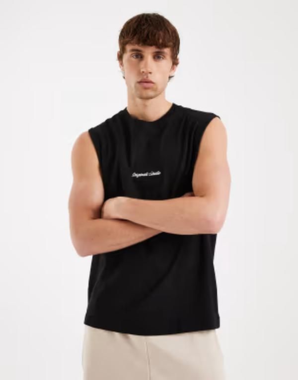 ジャック アンド ジョーンズ メンズ トップス ベスト ロゴ Jack Jones Originals front logo tank top Black ブラック 6,826円