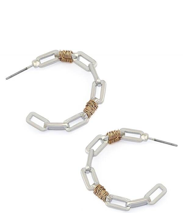 ロバート リー モーリス レディース アクセサリー ピアス・イヤリング Robert Lee Morrisoho Two Tone Paper Clip Frozen Chain Medium Hoop Earrings Two Tone