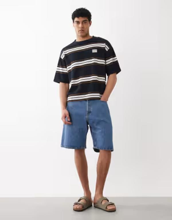 ジャック アンド ジョーンズ メンズ ボトムス ハーフパンツ・ショーツ ショートパンツ デニム Jack Jones baggy denim shorts in light Blue Denim デニム