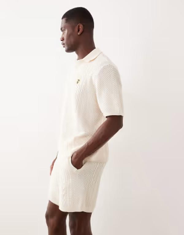 エイソス メンズ ボトムス ハーフパンツ・ショーツ ショートパンツ ニット ASOS DESIGN knit cable shorts in ecru エクリュ