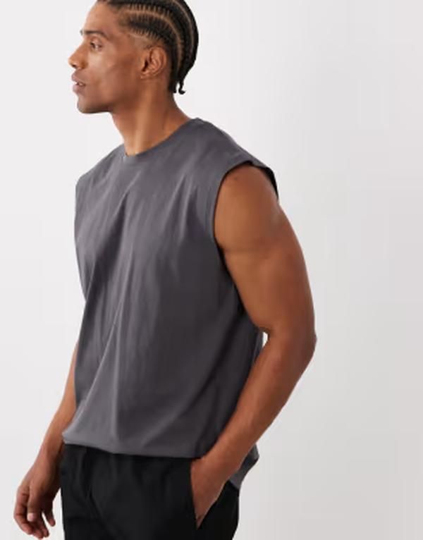 ジャック アンド ジョーンズ メンズ トップス ベスト Jack Jones oversized tank top Asphalt グレー