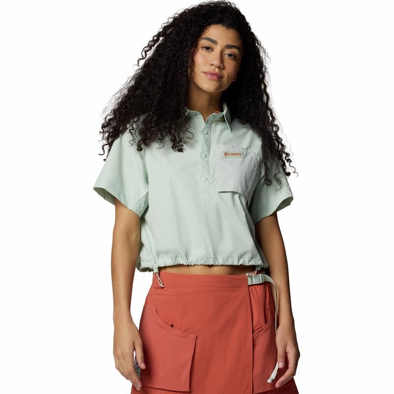 コロンビア レディース トップス Tシャツ クロップド Columbia Cove Beach Woven Cropped Shirt Womens Cool Green グリーン