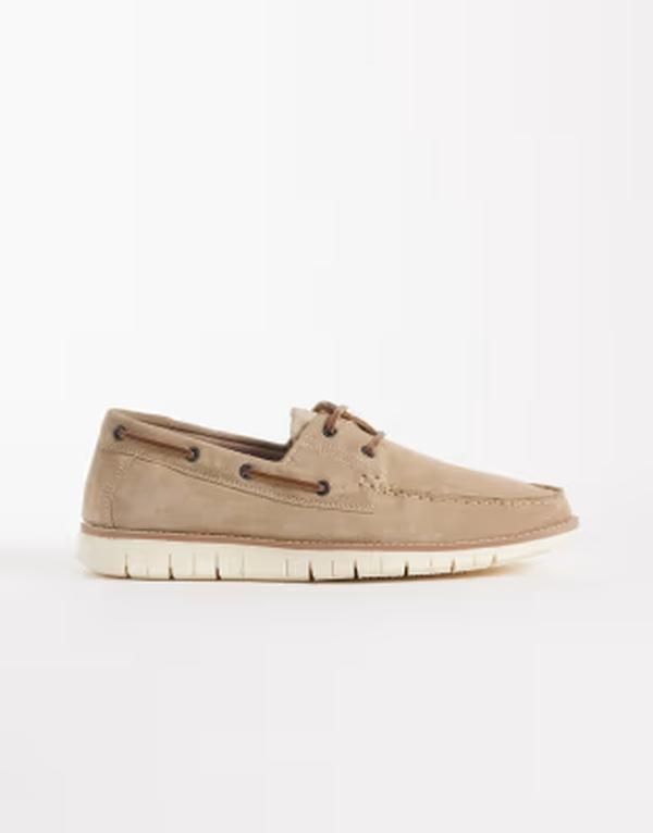 エイソス メンズ シューズ スエード ASOS DESIGN boat shoes in stone suede STONE ストーン