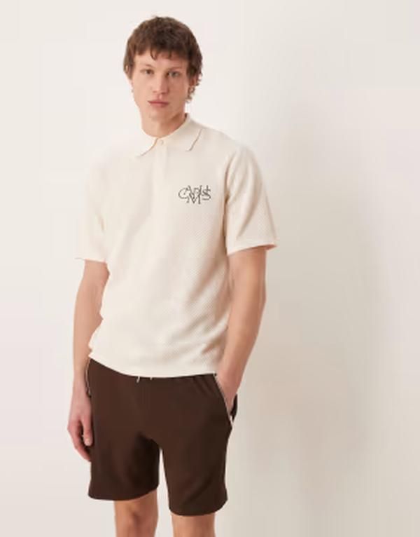 エイソス メンズ ボトムス ハーフパンツ・ショーツ スリムフィット ショートパンツ ニット ジャージー ASOS DESIGN slim fit waffle knit jersey shorts BROWN ブラウン