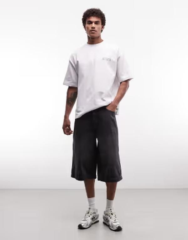 エイソス メンズ ボトムス ハーフパンツ・ショーツ デニム ASOS DESIGN longer length denim jorts Black ブラック