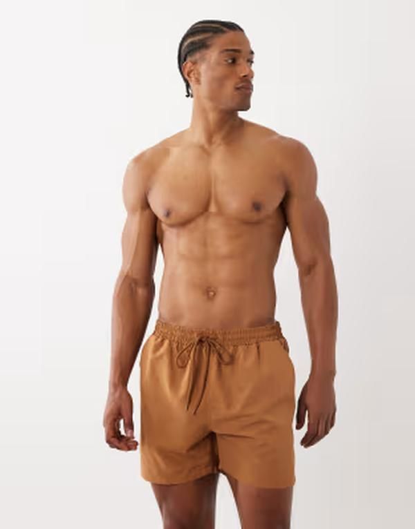 サウスビーチ メンズ 水着 ハーフパンツ・ショーツ ショートパンツ South Beach swim shorts in light BROWN ブラウン