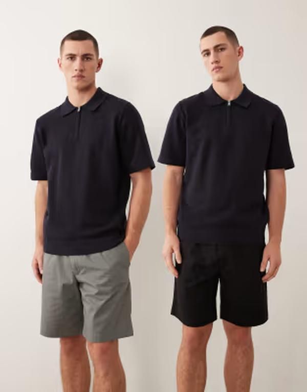 ジャック アンド ジョーンズ メンズ ボトムス ハーフパンツ・ショーツ ショートパンツ Jack Jones 2pack drawstring chino shorts and Black ブラック