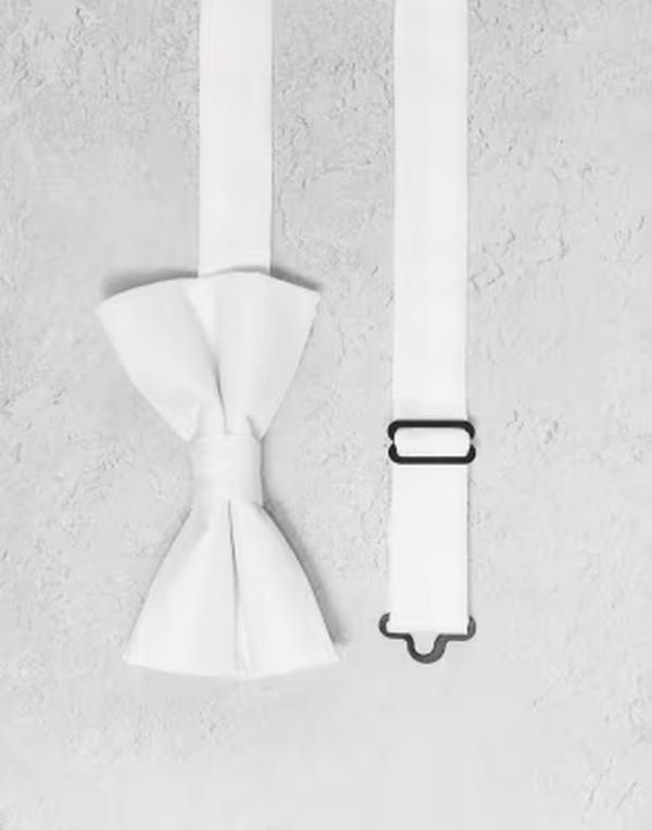 エイソス メンズ アクセサリー ネクタイ サテン ASOS DESIGN satin bow tie WHITE ホワイト
