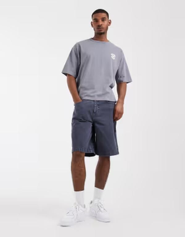 エイソス メンズ ボトムス ハーフパンツ・ショーツ デニム ASOS DESIGN loose denim jorts BLUE ブルー