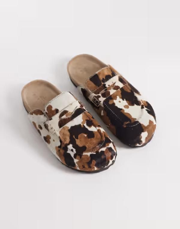 エイソス メンズ シューズ サンダル プリント ローファー ASOS DESIGN penny loafer mules in cheetah print Cheetah