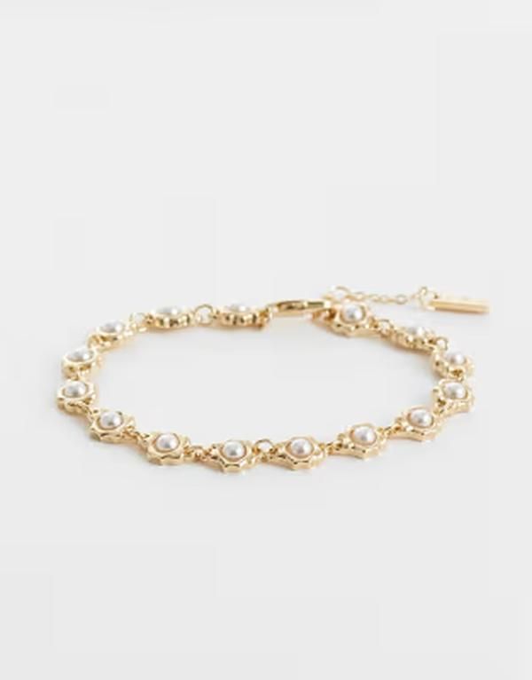 エイソス メンズ アクセサリー ブレスレット・バングル・アンクレット ASOS DESIGN molten link pearl casting bracelet GOLD ゴールド