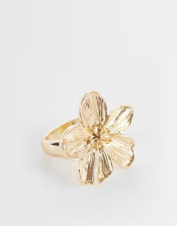 エイソス レディース アクセサリー リング ASOS DESIGN ring with flower design tone GOLD ゴールド