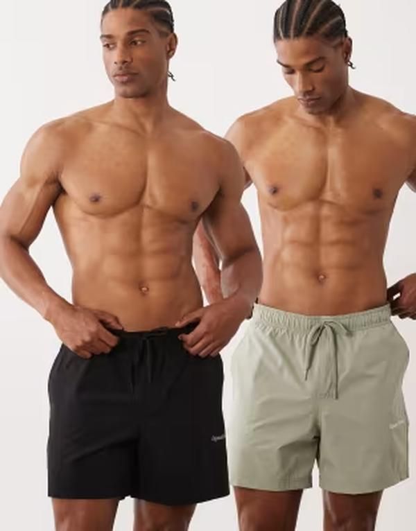 ジャック アンド ジョーンズ メンズ 水着 ハーフパンツ・ショーツ ショートパンツ Jack Jones 2 pack swim shorts and Black ブラック