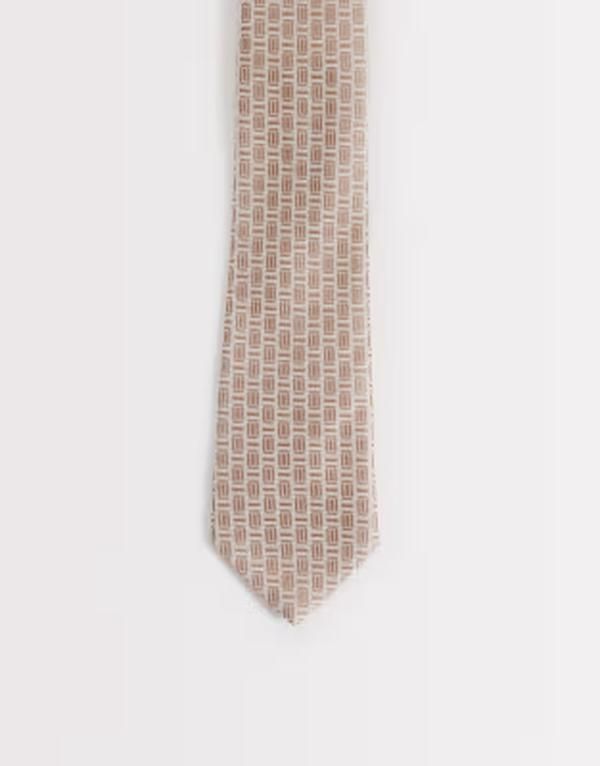 エイソス メンズ アクセサリー ネクタイ ASOS DESIGN tesselated geometric necktie BEIGE ベージュ