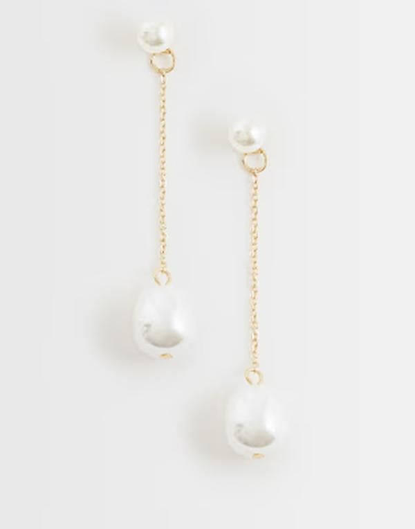 エイソス レディース アクセサリー ピアス・イヤリング ASOS DESIGN pendant earrings with faux pearls and back to front closure tone GOLD ゴールド