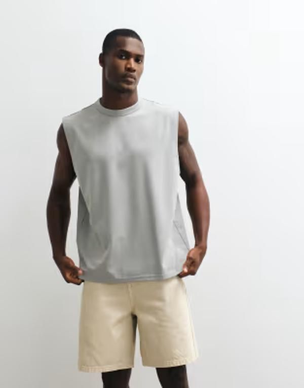 エイソス メンズ トップス ベスト コットン ASOS DESIGN breatheMAX heavyweight oversized tank cotton blend ULTIMATE GRAY グレー